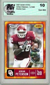 adrian peterson 2007 sage hype! only 899 made rookie card pgi 10