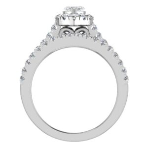 Glitz Design Marquise Cut Halo Diamond Wedding Ring Set 1.25 Carat Total 14K White Gold (RS 10)