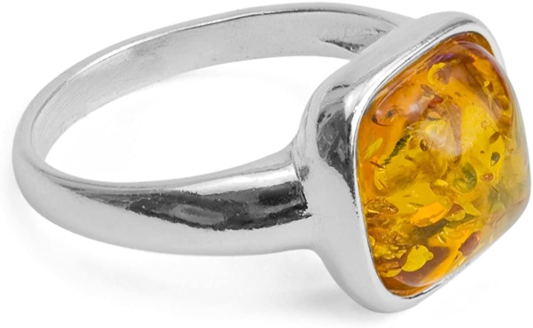 Ian and Valeri Co. Amber Sterling Silver Square Ring