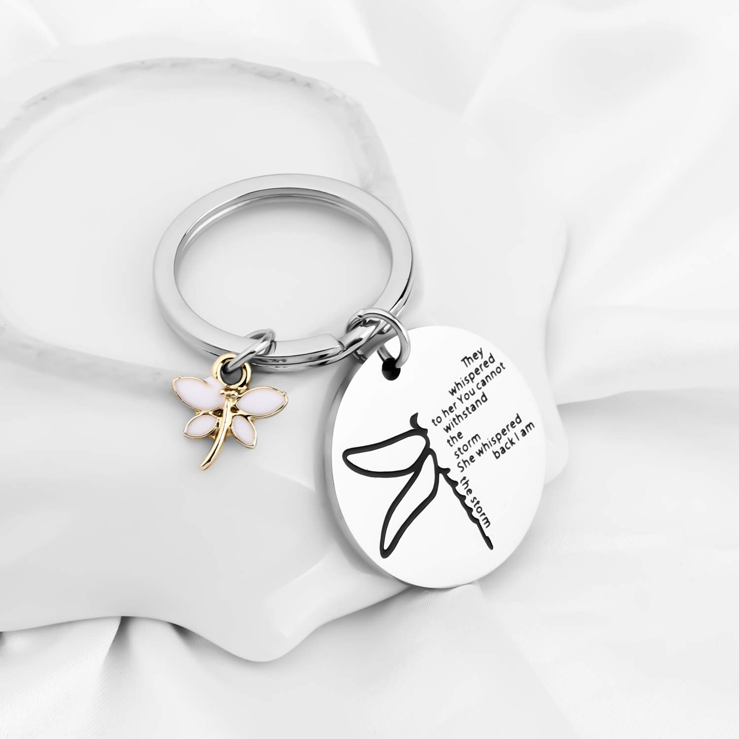 BNQL Inspirational Dragonfly Gifts Dragonfly Lover Gifts They Whispered to Her You Cannot Withstand the Storm She Whispered Back I am the Storm (SILVER)