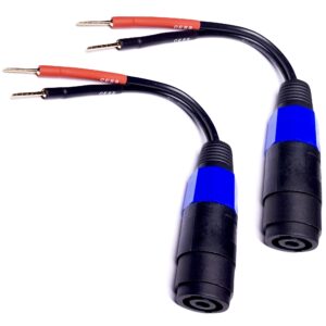 CNCESS CESS-170 Pin Banana Plug to Female Speakon Speaker Adapter Cable 12AWG - 2 Pack (Pin Banana)