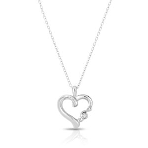 femme luxe symphonies of love - open heart pendants with treble clef, diamond accent in 925 sterling silver, hypoallergenic, gift ready packaging (symphony)