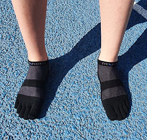 MINOTO Coolmax No-Show Midweight Toe Socks for Running and Hiking with Cushion and Mesh for Men and Women (BLACK, s (1 Pair))