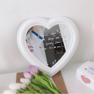 BinaryABC Heart Makeup Mirror Cosmetic Mirror Wall Desktop Mirror Bedroom Mirror,Valentines Day Gift(White)