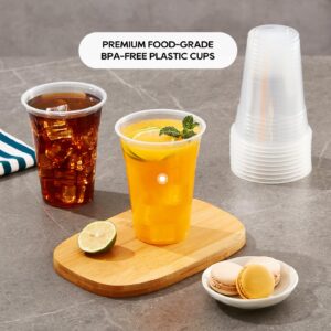 100 Pack 16 OZ Clear Plastic Cups, Cold Party Drinking Cups, Clear Disposable Cups Fruit/Ice Cream/Cupcake/Iced Cold Drinks