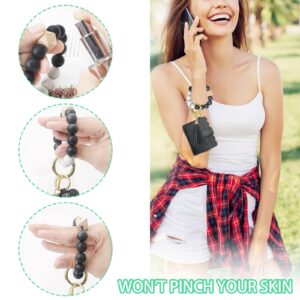 YUOROS Keychain Wallet, Silicone Beads Key Ring Chain Wristlet with Card Holder Tassel for Women (Black)