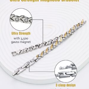 Jecanori Magnetic Bracelets for Women, Ultra Strength 3500 Gauss Magnet Bracelet, Mermaid Titanium Steel Bracelets Jewelry Gifts for Women with Sizing Tool