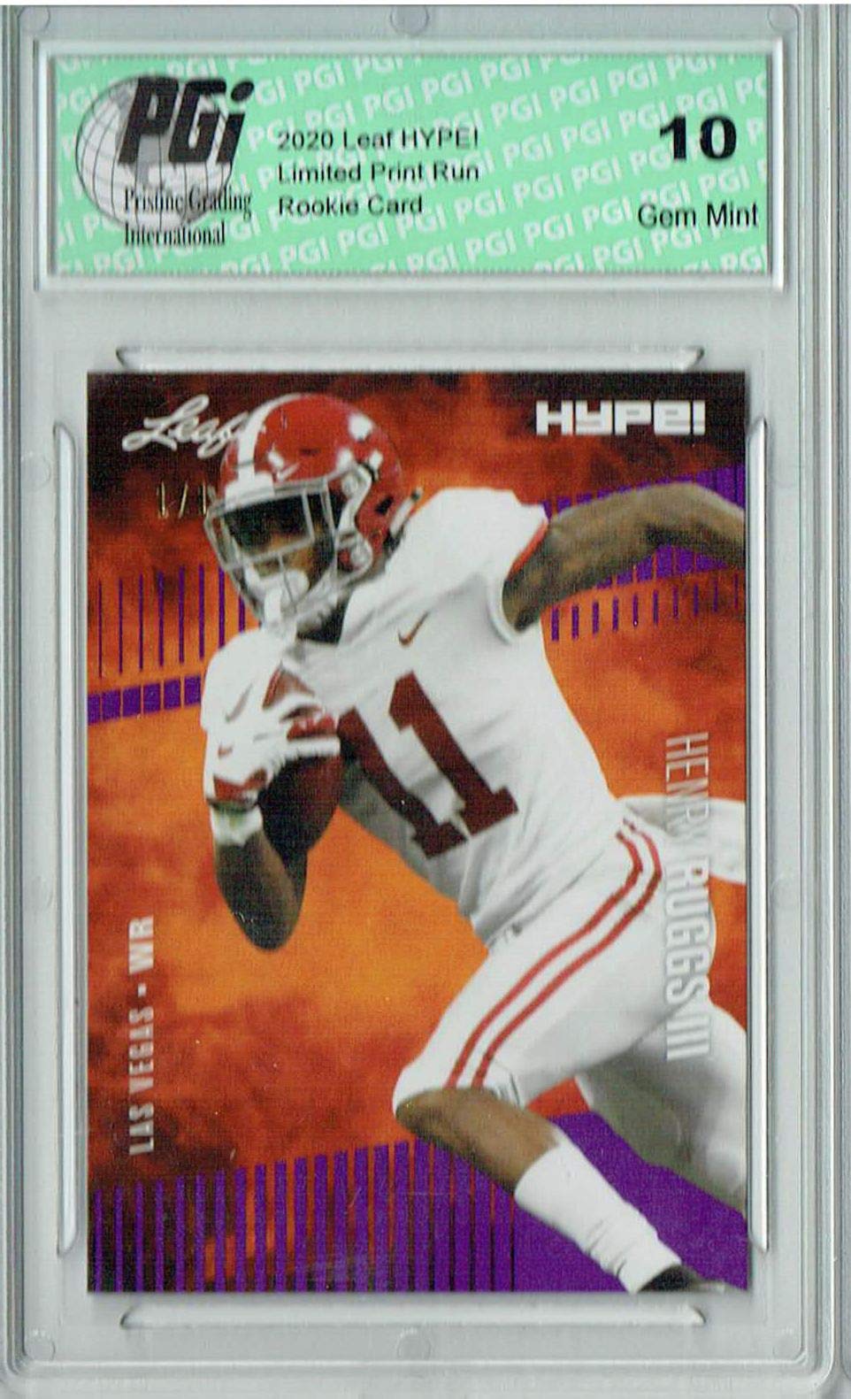 Henry Ruggs lll 2020 Leaf HYPE! #37 Purple Blank Back 1/1 Rookie Card PGI 10