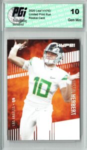 justin herbert 2020 leaf hype! #27a only 5000 made rookie card pgi 10