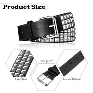 Geyoga Studded Belt Metal Punk Rock Rivet Belt Punk Leather Belt Threads Studded Goth Belt with Pyramid Studs for Women Men(Silver)