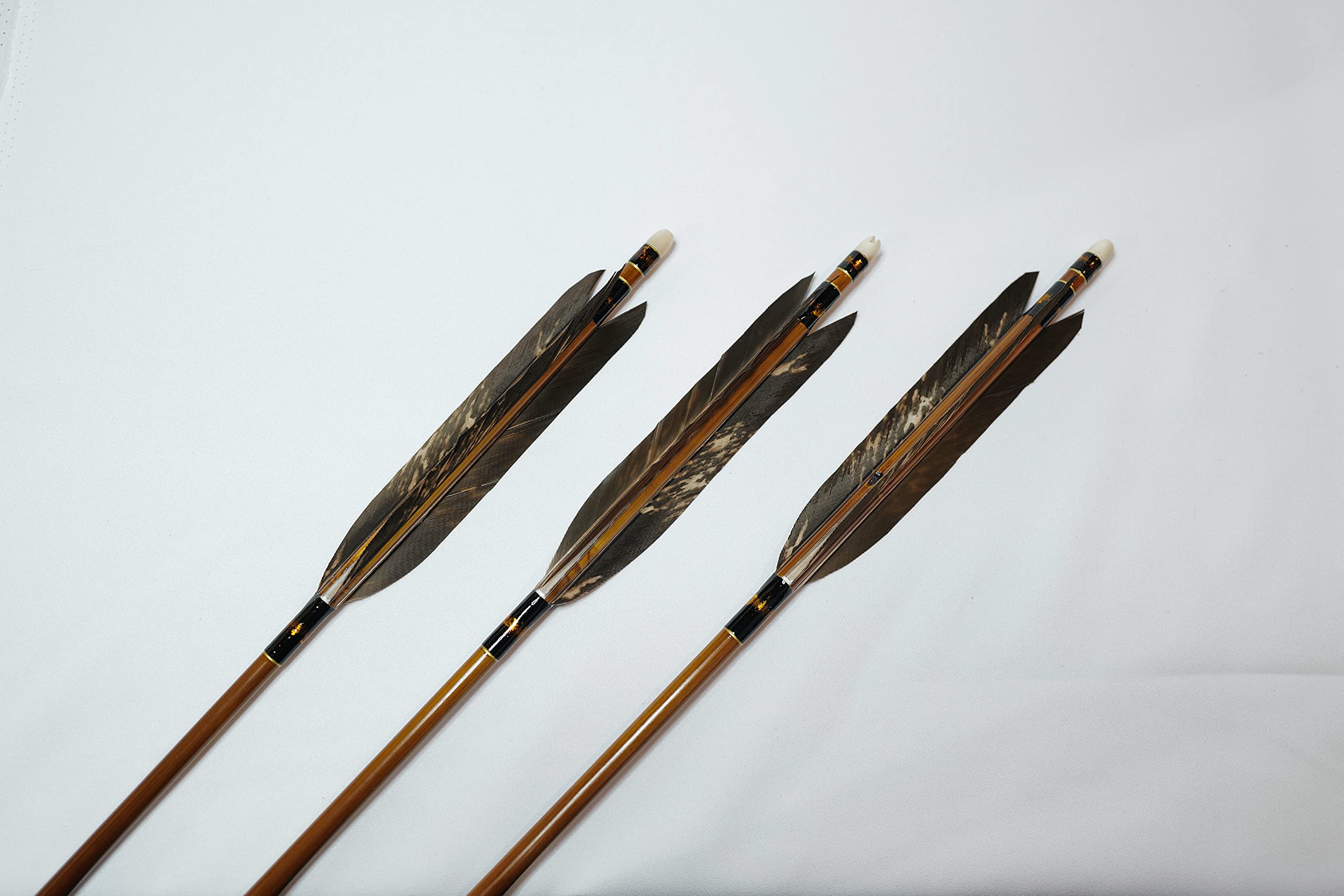 Japanese Traditional Crafts Kyudo Arrow Black Eagle Wing Otori Style Charred Bamboo 6-Piece