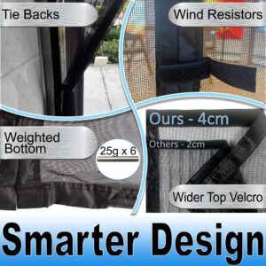 Magnetic Garage Door Screen - Double Car - 8'h x 16'w (+ Other Sizes) - 60g Fiberglass Mesh - Stronger 1,400gs High Energy Magnets - Weighted Bottom - Tie Backs - Wind Resistors - Black