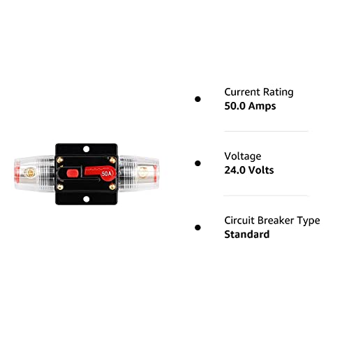 50 Amp Fuse Holders,Audio Circuit Breaker,Reset Fuse Inverter 12V-24V DC Replace Fuses for Car Audio and Amps Overload Protection