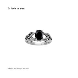 Silvershake 1.5 ct Natural 8X6mm Oval Black Onyx Stone 925 Sterling Silver Celtic Knot Solitaire Ring Jewelry Size 11.5