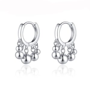 sluynz 925 sterling silver balls hoop earrings for women small hoop earrings ball earrings (a-silver)