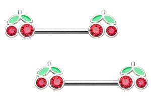 body accentz nipple barbell ring cherry bar sweet cherries nipple shield 14 gauge