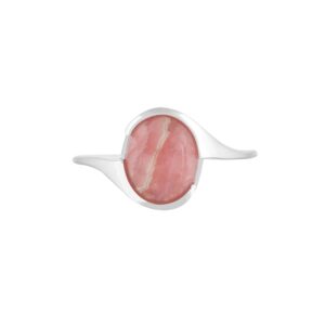 silver eternity 925 sterling silver pink stone rhodochrosite ring for women natural gemstone rhodochrosite 925 sterling silver ring jewelry for women (pink, ring size 10)