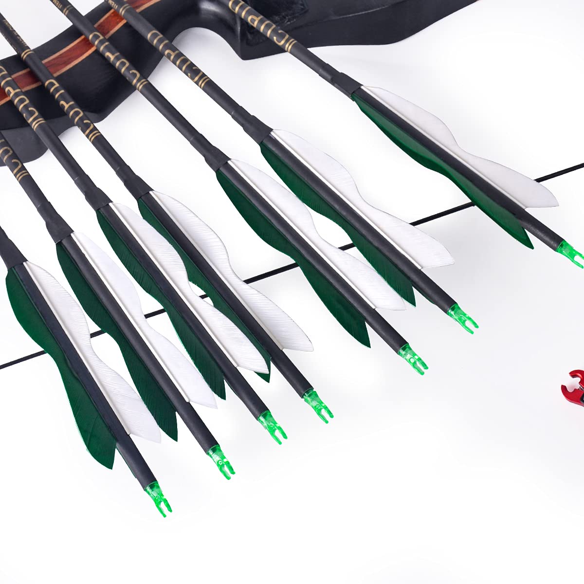 LWANO 30Inch Carbon Arrow Archery Hunting/Targeting Practice Arrows with 5" Turkey Feathers for Compound Recurve Longbow 12Pack