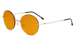 eyekepper frameless blue light blocking glasses - round rimless computer reading glasses men women gold +2.00