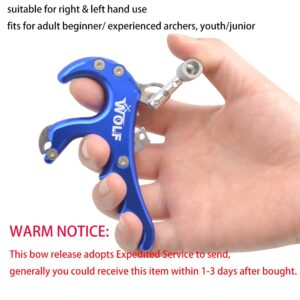 ZSHJGJR Archery Compound Bow Release Aid Thumb Bow Release Trigger 4 Fingers for Compound Bow Accessory (Blue)