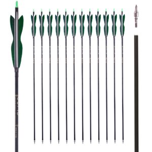 LWANO 30Inch Carbon Arrow Archery Hunting/Targeting Practice Arrows with 5" Turkey Feathers for Compound Recurve Longbow 12Pack