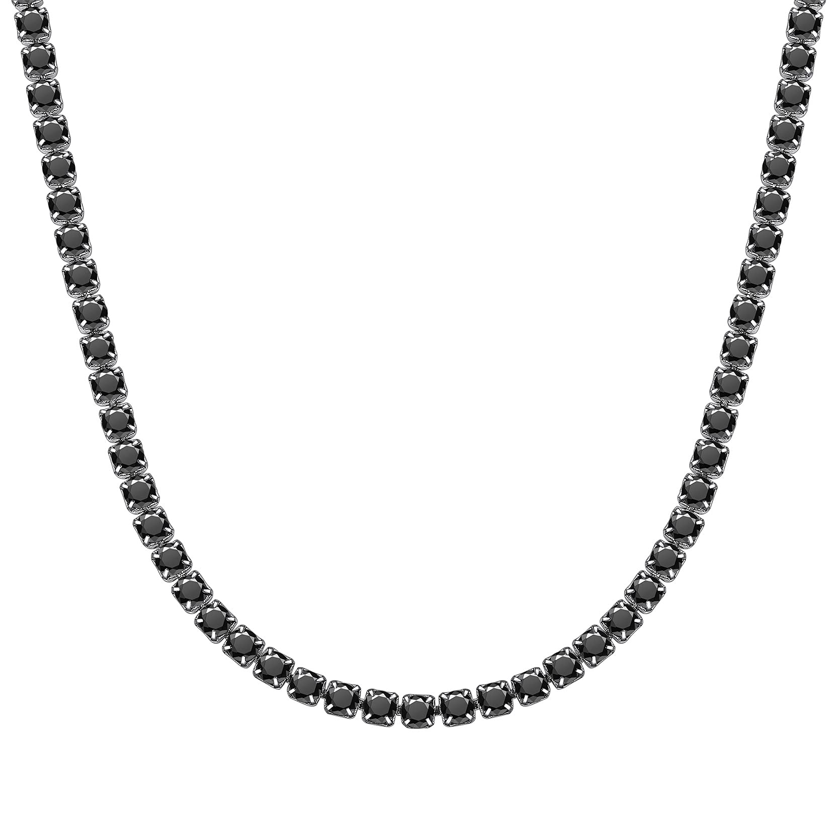 Richsteel Cubic Zirconia Tennis Chain for Men Women 18 Inch Black CZ Necklace Chain