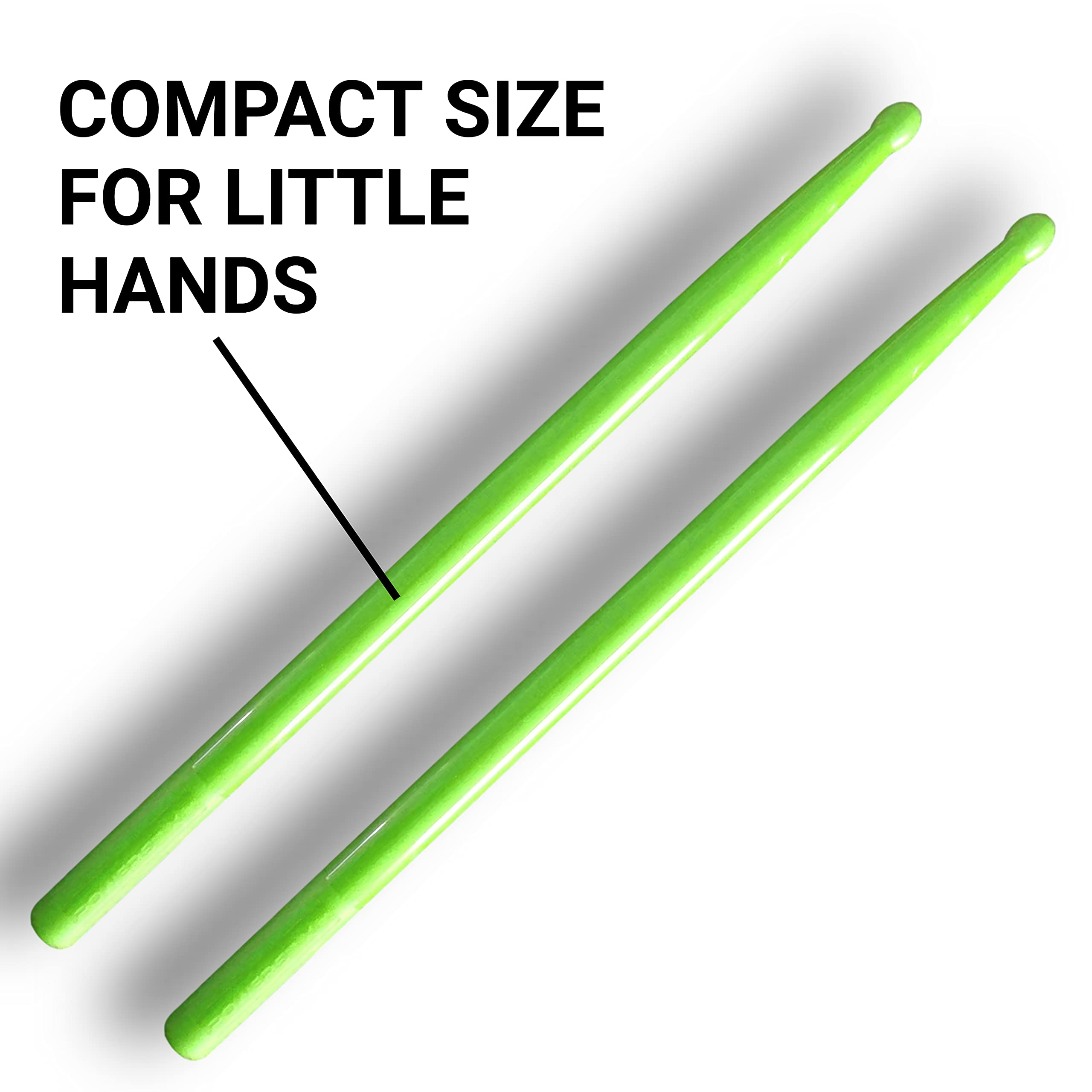 Powerstix colorful drumsticks for kids, Durable and light, specially designed for both electronic drums and acoustic drums for kids (SMALL STARS UV GREEN)