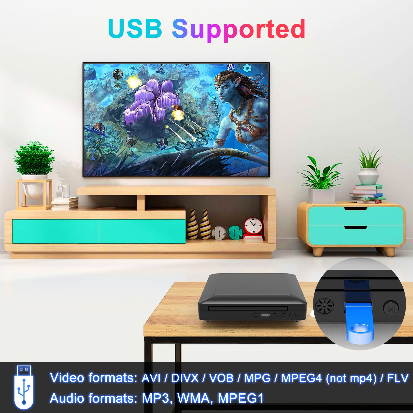 Tojock All Region Free DVD Player for TV - HDMI & AV Outputs, USB Input, 1080p Upscaling, Compact Design - Ideal for Home and Travel, Support PAL/NTSC System