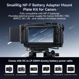 SmallRig NP-F Battery Adapter Mount Plate with LP-E6NH Dummy Battery, for Canon EOS R5/R5C and BMPCC 4K/6K, with USB-C Port and Dual DC Outputs Compatible with NP-F970, NP-F550, NP-F770-4340