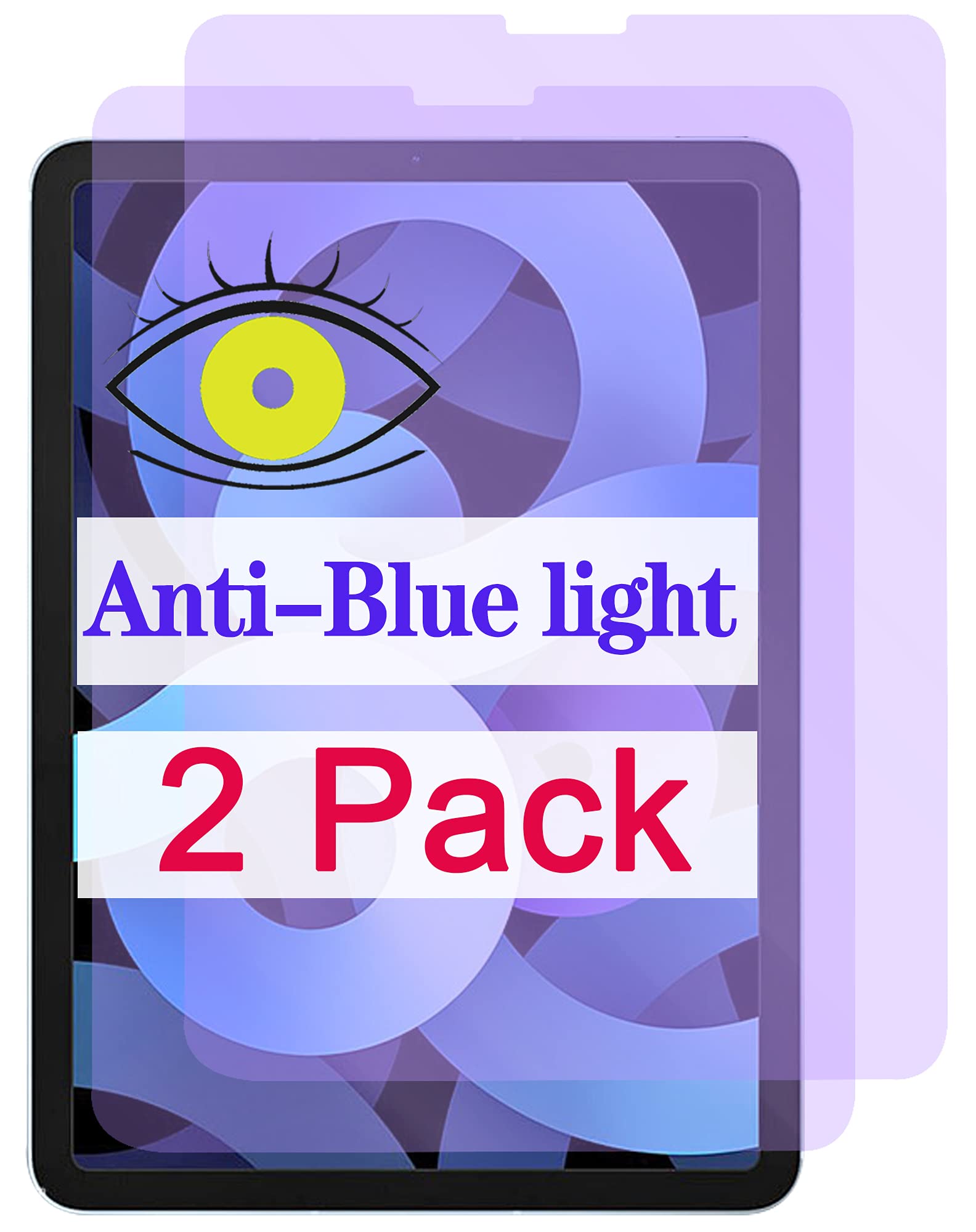 Umhlaba 2 Pack Anti BlueLight Screen Protector for iPad Air 5 (2022) and for iPad Air 4 (2020) Tempered Glass 10.9 inch Air5 Air4 5th 4th Generation 9H Hardness Film Blue Light Blocked