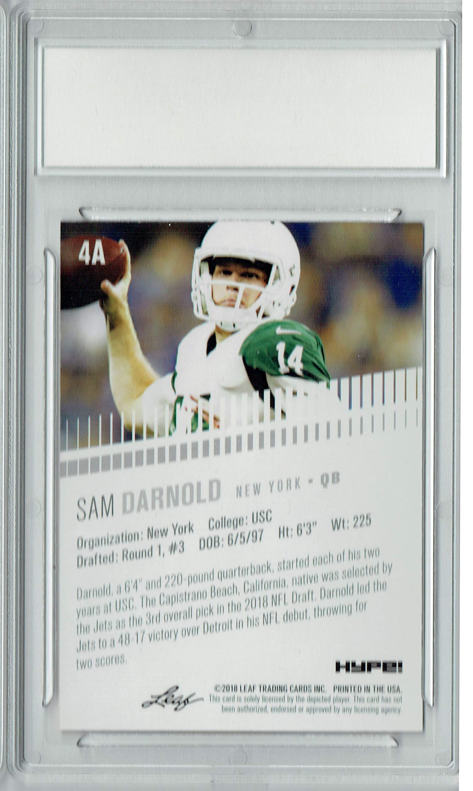 Sam Darnold 2018 Leaf HYPE! #4A Masterpiece True 1 of 1 Rookie Card PGI 10