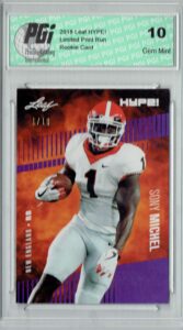 sony michel 2018 leaf hype! #7 jersey #1/10 rookie card pgi 10