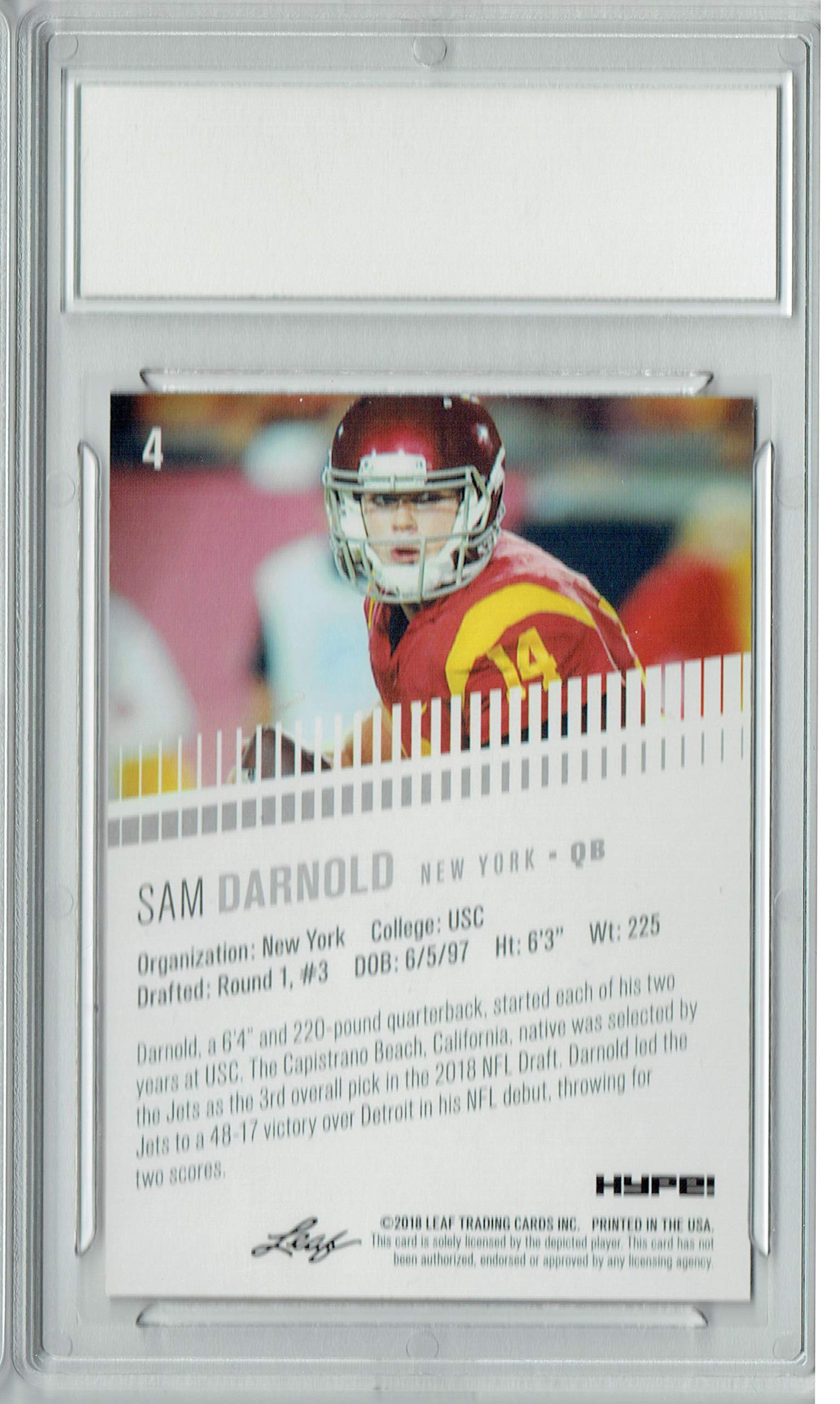 Sam Darnold 2018 Leaf HYPE! #4 Masterpiece True 1 of 1 Rookie Card PGI 10