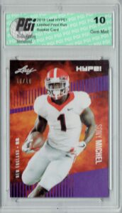 sony michel 2018 leaf hype! #7a purple sp, just 10 made rookie card pgi 10