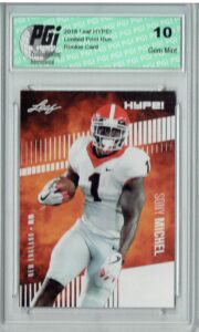 sony michel 2018 leaf hype! #7-10) rookie card lot, all graded pgi 10