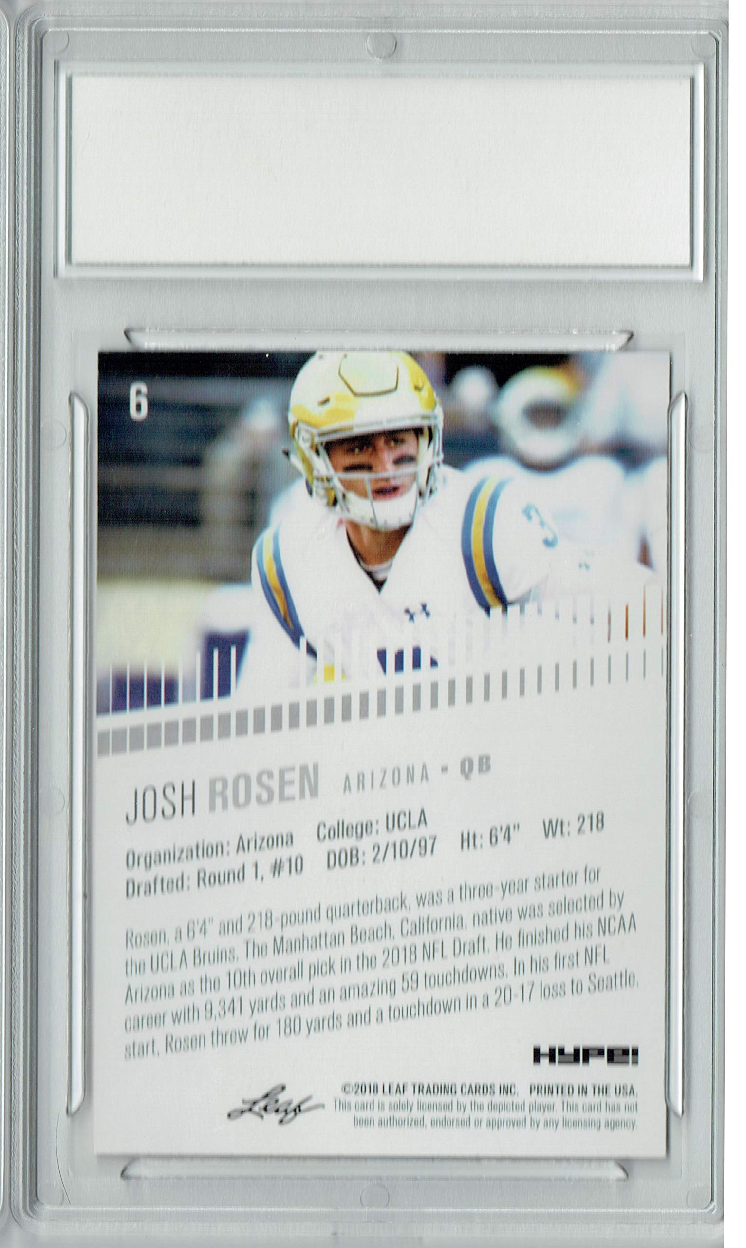 Josh Rosen 2018 Leaf HYPE! #6 Masterpiece True 1 of 1 Rookie Card PGI 10