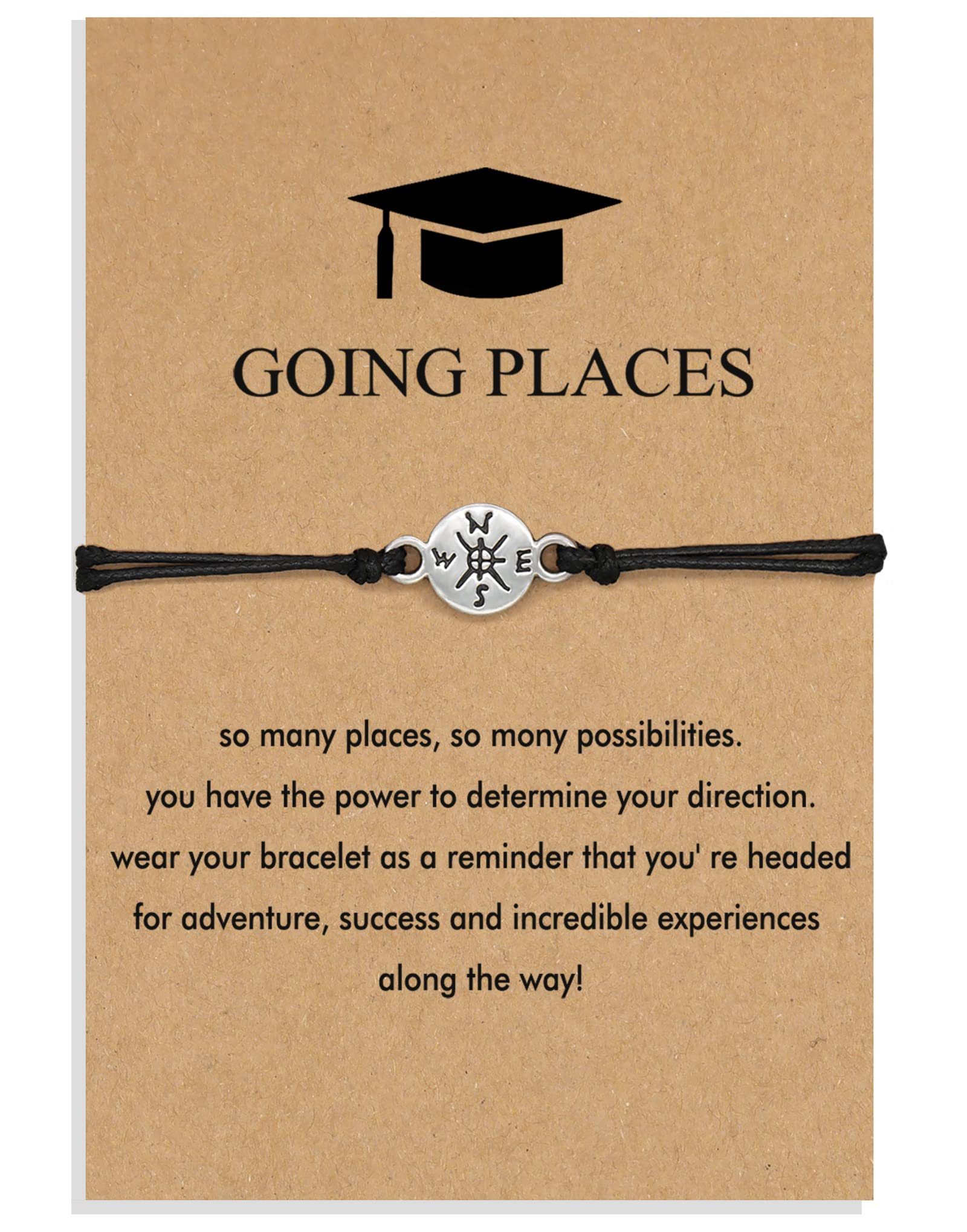 RZKING Graduation Gifts for Her Compass Bracelet Class of 2024 College Graduation Presents for Classmates Bestie Sister (Going Places: Compass)