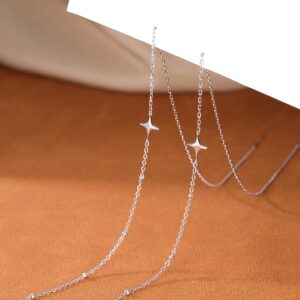 SLUYNZ 925 Sterling Silver Star Long Dangle Earrings Chain for Women Teen Girls Line Dangle Earrings Tassel Threader Chain (A-Silver)