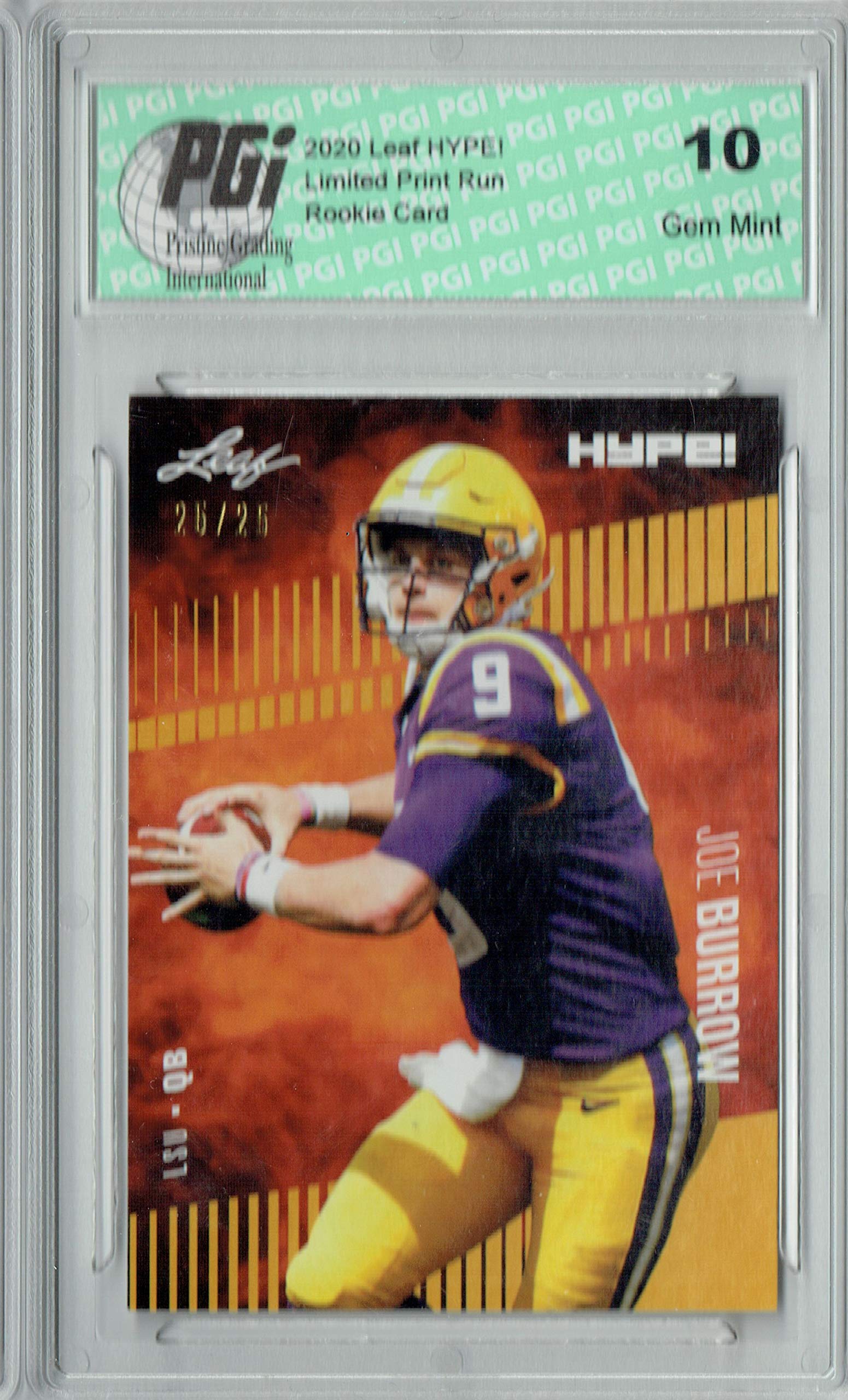 Joe Burrow 2020 Leaf HYPE! #30 Gold SP, Only 25 Made Rookie Card PGI 10