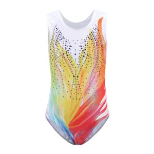 NXmaoyi Girls Gymnastics Leotards Sleeveless Dance Leotard Sportswear 5-14 Years (Diamond MutiColor, 11-12 Years)