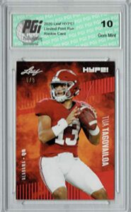 tua tagovailoa 2020 leaf hype! #29 red sp, limited to 5 made rookie card pgi 10