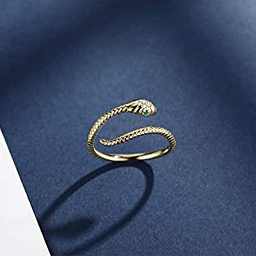 Adjustable Cool Versatile Snake Ring Minimalist Bohemian Evil Eye Animal Rings Inlaid with Zircon Gold Plating for Women Girls-Silver