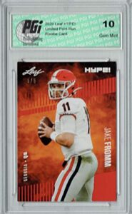 jake fromm 2020 leaf hype! #34 red sp, limited to 5 made rookie card pgi 10