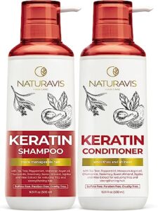 keratin shampoo and conditioner set with hyaluronic acid - sulfate free intense moisturizing treatment - for strengthening dry and damaged hair - for women and men - salon grade