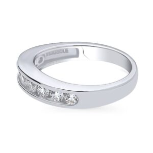 BERRICLE Sterling Silver Wedding Rings Channel Set Cubic Zirconia CZ Anniversary Curved Half Eternity Ring for Women, Rhodium Plated Size 6