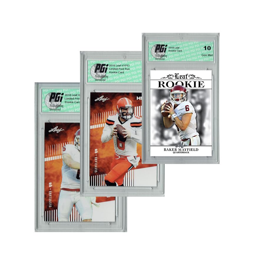 Baker Mayfield 2018 Rookie Cards 3-Pack Leaf HYPE! Leaf Exclusive PGI 10