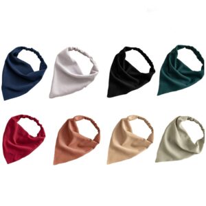 DINPREY Elastic Hair Scarf Headband for Women Bandana Headbands for Women Chiffon Head Kerchief Boho Scarf Bandanas with Hair (8 Colors Solid A)