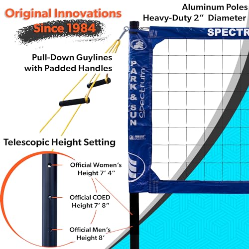 Park & Sun Sports Spectrum Classic: Portable Professional Outdoor Volleyball Net System, Denim Blue