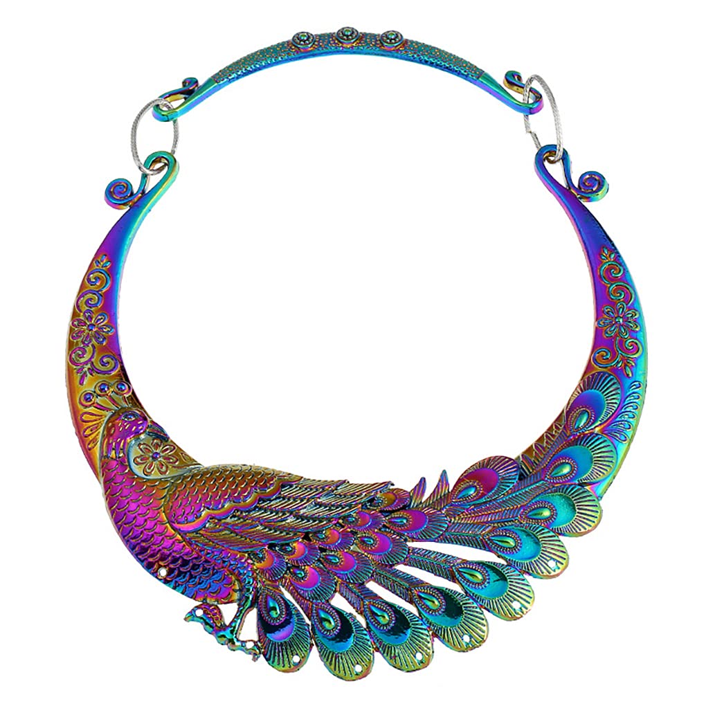 RUITASA Vintage Ethnic Carved Peacock Necklace Chunky Collar Choker Jewelry Necklace for Women