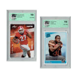 nick chubb 2018 rookie cards 2-pack donruss #308 leaf hype! #9 pgi 10